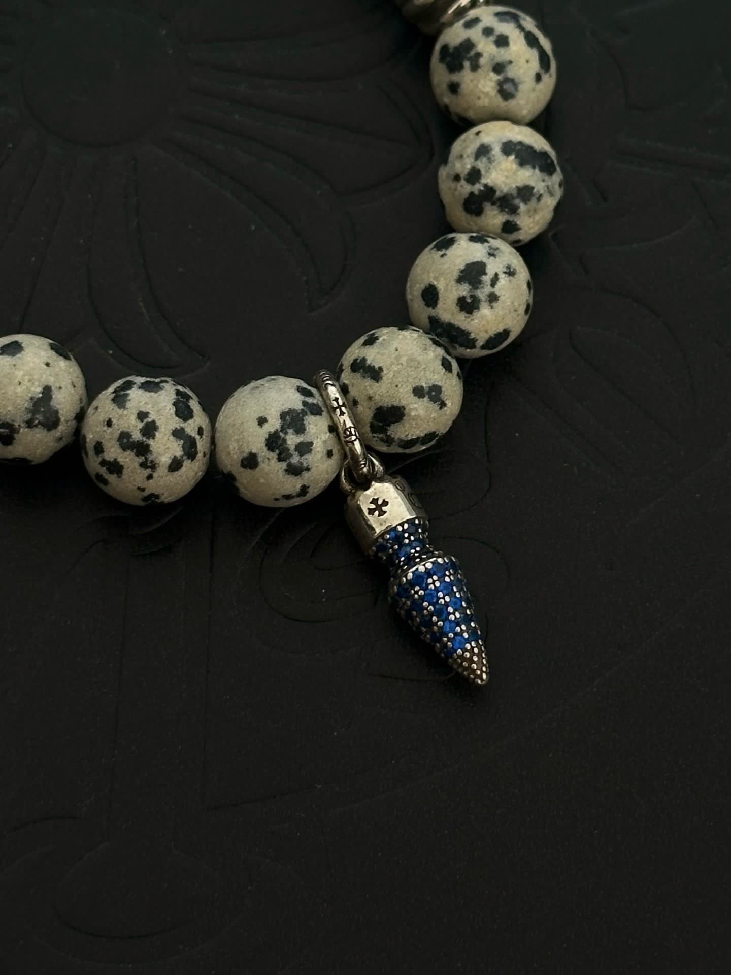 Chrome Hearts Beaded Bracelet with Silver and Blue Accents